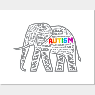 Elephant Autism Awareness Gift for Birthday, Mother's Day, Thanksgiving, Christmas Posters and Art